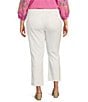 Color:Bright White - Image 2 - Plus Size Stretch Denim High Rise Side Vent Straight Ankle Jeans