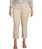 Color:Sand Dune - Image 1 - Plus Size Stretch Denim High Rise Side Vent Straight Ankle Jeans