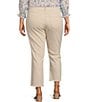 Color:Sand Dune - Image 2 - Plus Size Stretch Denim High Rise Side Vent Straight Ankle Jeans