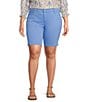 Color:Provence - Image 1 - Plus Size Stretch Denim High-Rise Slim Fit Bermuda Jean Shorts