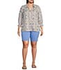 Color:Provence - Image 3 - Plus Size Stretch Denim High-Rise Slim Fit Bermuda Jean Shorts