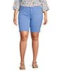 Color:Provence - Image 1 - Plus Size Stretch Denim High-Rise Slim Fit Bermuda Jean Shorts