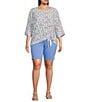 Color:Provence - Image 3 - Plus Size Stretch Denim High-Rise Slim Fit Bermuda Jean Shorts