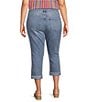 Color:Jenna Wash - Image 2 - Plus Size Stretch Denim High Rise Stacked Waist Slim Straight Leg Capri Jeans