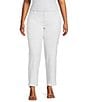 Color:Bright White - Image 1 - Plus Size Stretch Denim High-Rise Straight Leg Ankle Jeans