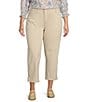 Color:Sand Dune - Image 1 - Plus Size Stretch High Rise Straight Leg Side Slit Cropped Jeans