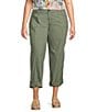 Code Bleu Plus Size Tapered Leg Mid Rise Convertible Cargo Pants, Color:Washed Aloe - Image 1