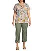 Code Bleu Plus Size Tapered Leg Mid Rise Convertible Cargo Pants, Color:Washed Aloe - Image 3