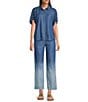 Code Bleu Point Collar Short Sleeve Button Down Shirt, Color:Coastal Wash - Image 3