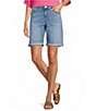 Code Bleu Soho Stretch Denim Mid Rise Cuffed Bermuda Shorts - Image 1