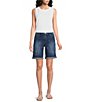 Code Bleu Soho Stretch Denim Printed Mid Rise Bermuda Shorts - Image 3