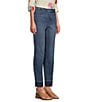 Color:Claire Wash - Image 3 - Straight Leg High Rise Frayed Ankle Hem Jean