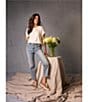 Code Bleu Stretch Denim High Rise Straight Leg Ankle Length Jeans, Color:Haven Wash - Image 5