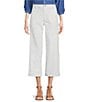 Color:Bright White - Image 1 - Stretch Denim High Rise Wide Leg Patch Pocket Cropped Jeans