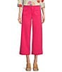 Color:Raspberry Sorbet - Image 1 - Stretch Denim High Rise Wide Leg Patch Pocket Cropped Jeans