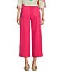 Color:Raspberry Sorbet - Image 2 - Stretch Denim High Rise Wide Leg Patch Pocket Cropped Jeans
