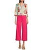 Color:Raspberry Sorbet - Image 3 - Stretch Denim High Rise Wide Leg Patch Pocket Cropped Jeans
