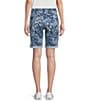 Code Bleu Stretch Denim Paisley Lace Soho High Rise Stacked Waist Double Button Bermuda Shorts, Color:Paisley Lace - Image 2