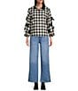 Code Bleu Stretch Two Tone High Rise Wide Leg Cropped Jeans - Image 3