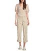 Color:Sand Dune - Image 3 - Tapered Leg Mid Rise Convertible Cargo Pants
