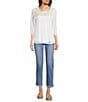 Code Bleu Weekend Stretch Denim High Rise Embroidered Boyfriend Jeans, Color:Glacier Wash - Image 3