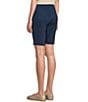Color:Washed Navy - Image 5 - Code Blue Petite Size Stretch High Rise Button Snap Detail Bermuda Denim Shorts