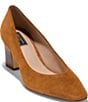 Cole Haan Blanche Suede Snip Toe Stacked Block Heel Pumps - Image 1