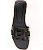Color:Black - Image 5 - Chrissee Leather Logo Sandals