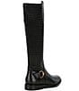 Color:Black - Image 2 - Clover Leather Stretch Tall Riding Boots