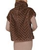 Cole Haan Faux Fur Chevron Pattern Zip Front Vest, Color:Taupe - Image 2