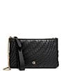 Color:Black Woven - Image 1 - Genevieve Woven Leather Crossbody Wristlet Bag