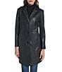 Cole Haan Genuine Lamb Leather Notch Lapel Button Front Car Coat - Image 1