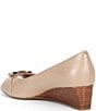 Cole Haan Go-To Malta Leather Peep Toe Bow Wedge Pumps - Image 5