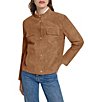 Cole Haan Goat Leather Stand Collar Snap Front Track Jacket - Image 4