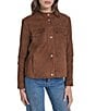 Cole Haan Goat Leather Stand Collar Snap Front Track Jacket - Image 1