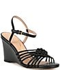 Color:Black Leather - Image 1 - Jitney Leather Knot Wedge Sandals