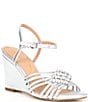 Color:Silver - Image 1 - Jitney Metallic Leather Knot Wedge Sandals