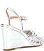 Color:Silver - Image 2 - Jitney Metallic Leather Knot Wedge Sandals