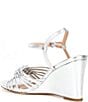 Color:Silver - Image 3 - Jitney Metallic Leather Knot Wedge Sandals