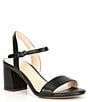 Color:Black Leather - Image 1 - Josie Leather Block Heel Dress Sandals