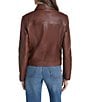 Cole Haan Lamb Leather Point Collar Hidden Snap Front Moto Jacket - Image 2