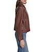 Cole Haan Lamb Leather Point Collar Hidden Snap Front Moto Jacket - Image 3