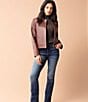 Cole Haan Lamb Leather Point Collar Hidden Snap Front Moto Jacket - Image 4