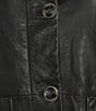 Cole Haan Leather Point Collar Long Sleeves Button Front Trucker Jacket, Color:Black - Image 5