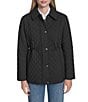 Cole Haan Lightweight Quilted Water Resistant Stand Collar Drawcord Waist Button Front Anorak Jacket, Color:Black - Image 1