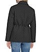 Cole Haan Lightweight Quilted Water Resistant Stand Collar Drawcord Waist Button Front Anorak Jacket, Color:Black - Image 2