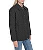 Cole Haan Lightweight Quilted Water Resistant Stand Collar Drawcord Waist Button Front Anorak Jacket, Color:Black - Image 3