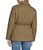 Cole Haan Lightweight Quilted Water Resistant Stand Collar Drawcord Waist Button Front Anorak Jacket, Color:Olive - Image 2