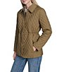 Cole Haan Lightweight Quilted Water Resistant Stand Collar Drawcord Waist Button Front Anorak Jacket, Color:Olive - Image 3