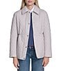 Cole Haan Lightweight Quilted Water Resistant Stand Collar Drawcord Waist Button Front Anorak Jacket, Color:Light Grey - Image 1